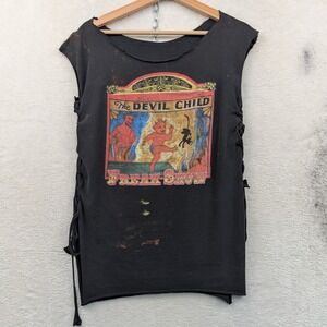 VTG Fashion Victim T-Shirt Men's S Black Devil Child Freak Show Distressed 90s
